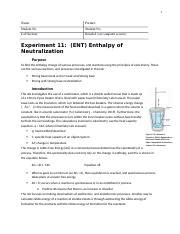 TEMPLATE Enthalpy Of Neutralization Docx 1 Name Partner Student No