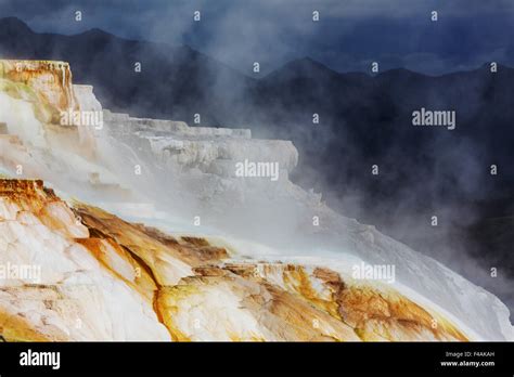 Mammoth Hot Springs Stock Photo Alamy