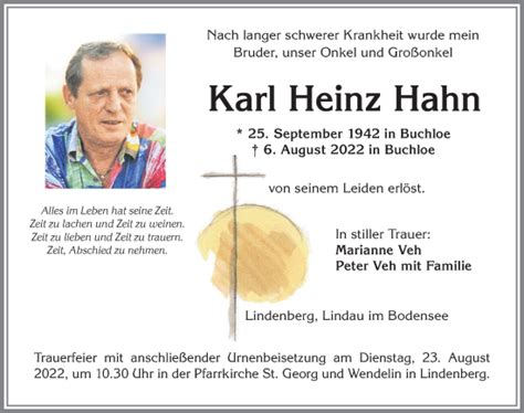 Traueranzeigen Von Karl Heinz Hahn Trauer Im Allgaeu De