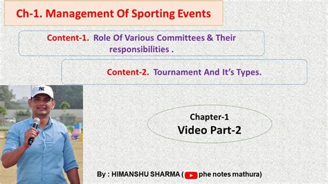 Role Of Various Committees Their Responsibilities For A Tournaments