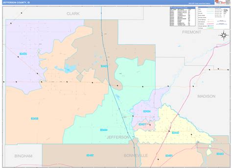 Jefferson County, ID Wall Map Color Cast Style by MarketMAPS