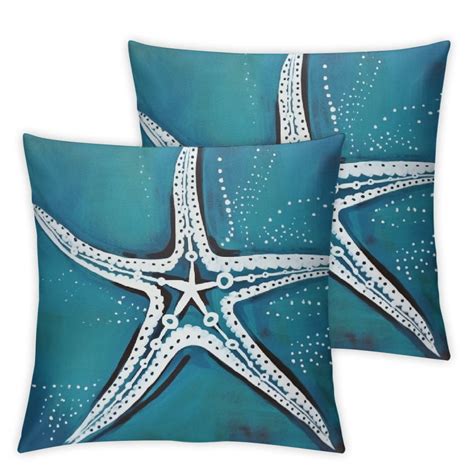 Onetech Teal Blue Beach Theme Throw Pillows Cover Modern Coastal Sea