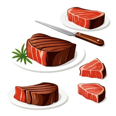 Premium Vector A Drawing Of Steaks And Steaks On A White Background