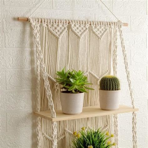 Le En Macramé Étagères Suspendues D Intérieur Boho Pour Mur Étagère