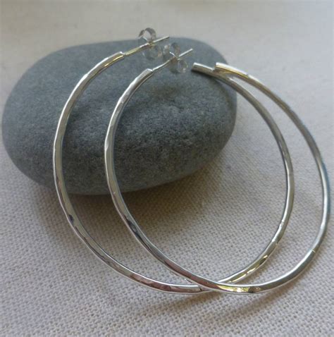 Medium Silver Hammered Hoop Earrings By Anne Reeves Jewellery