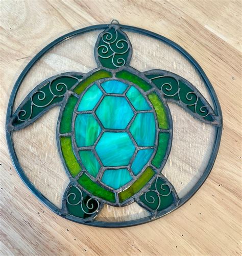 Stained Glass Sea Turtle Suncatcher Etsy