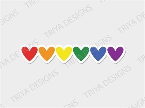 Rainbow Hearts Sticker Gay Pride Sticker Rainbow Love Sticker For Laptop Water Bottle