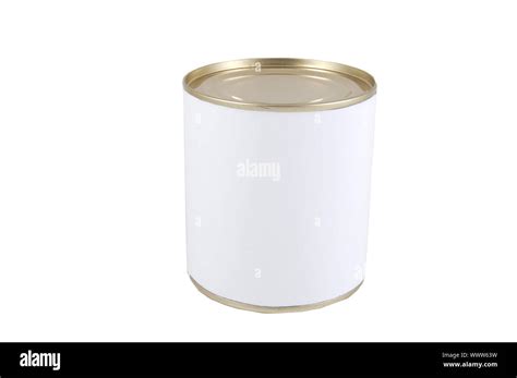 white food tin isolated   white background stock photo alamy