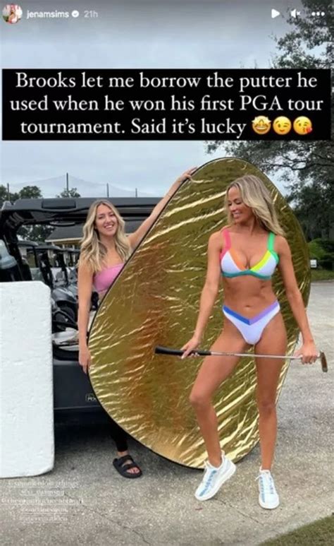Brooks Koepka S Gorgeous WAG Jena Sims Strips Down To Bikini On Golf Course In Sexy Shoot