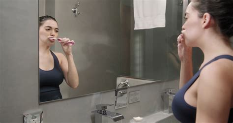 Latina Woman Brushing Teeth Oral Hygiene Stock Footage Sbv Storyblocks