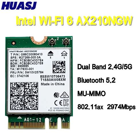 Huasj Wifi 6 Ax210 Wifi 6e Ax210ngw M 2 Ngff 2400mbps Para Intel 2 4ghz