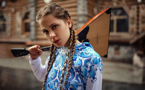 Ksenia Kokoreva Women Portrait Pigtails Women Outdoors Yuriy Lyamin