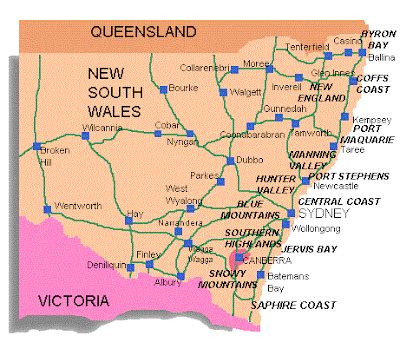 New South Wales Pictures Map | Map of Australia Region Political