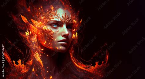 Fire Element Woman Goddess Fantasy Human Representation Generative Ai