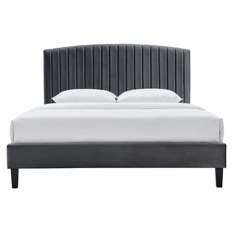 Alessi Performance Velvet Queen Platform Bed