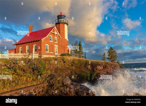 Historic Eagle Harbor Lighthouse N The Upper Peninsula Of Michigan Usa