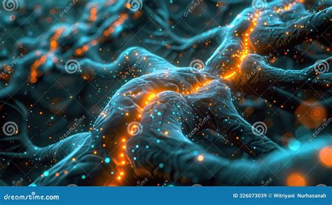 Abstract Neural Network Glowing Pathways Stock Photo Cartoondealer