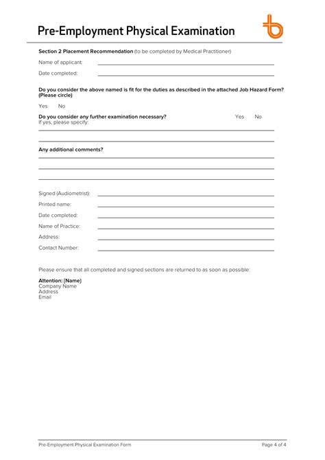 Pre Employment Physical Examination Form Fill Out Sign Online And