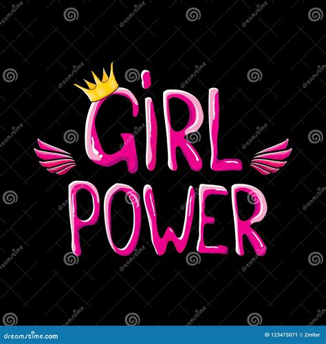 Vector Girl Power Label Or Cute Sticker With Calligraphic Text Isolated On Black Background