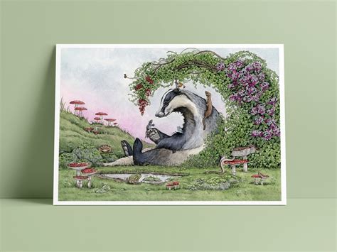 Art Print Badger Watercolor Painting Whimsical Art - Etsy