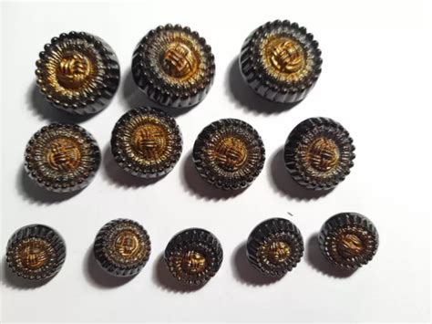 Anciens Boutons En P Te De Verre Buttons Haute Couture Noir Et Dor