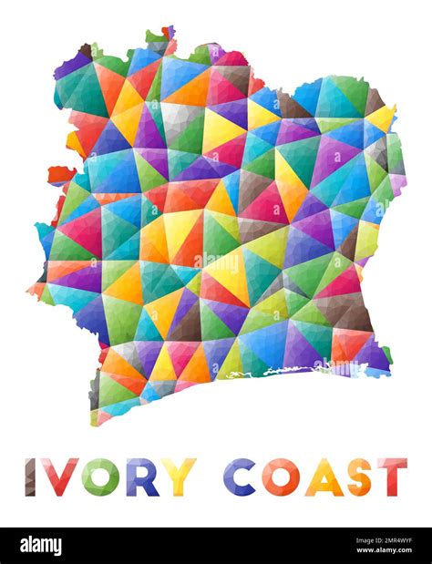 Ivory Coast Colorful Low Poly Country Shape Multicolor Geometric