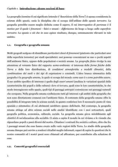 Compendio Di Geografia Umana Capitolo 1 Introduzione Alcune Nozioni