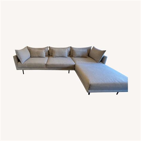 West Elm Grey Sectional Sofa - AptDeco