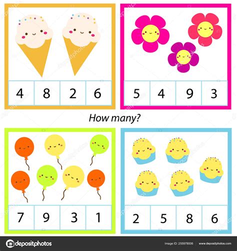 Counting Educational Children Game Mathematics Activity For Kids And