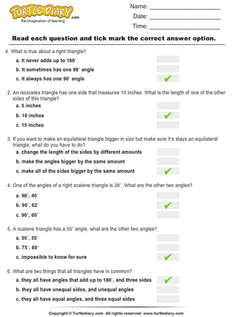 Identify Angles Worksheet