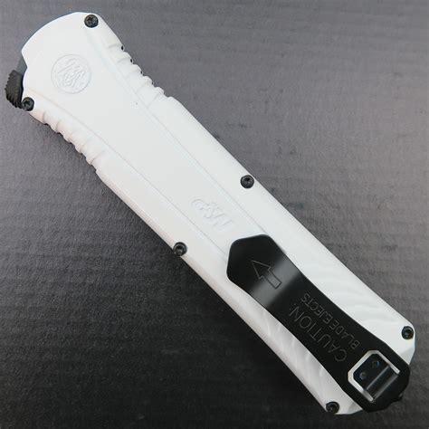 Smith And Wesson Exclusive White Mandp 10 Otf Spring Assist Knife Black Tanto Bladeops