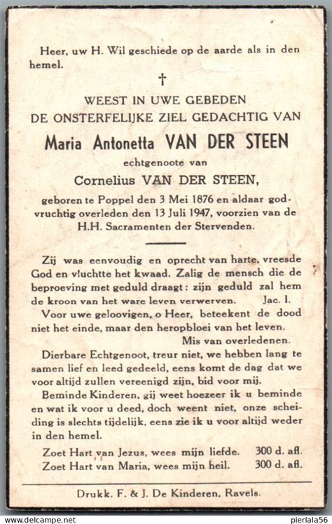 Andachtsbilder Bidprentje Poppel Van Der Steen Maria Antonetta