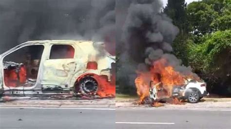 VÍDEO Carro pega fogo e fica destruído em Salvador