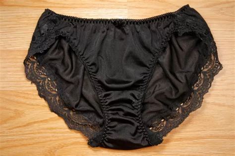 Vintage Japanese Nylon Shiny Slippery Pretty Cute Silky Black Bikini Panty Small