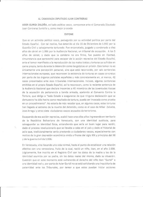 Carta De Solicitud De Asilo