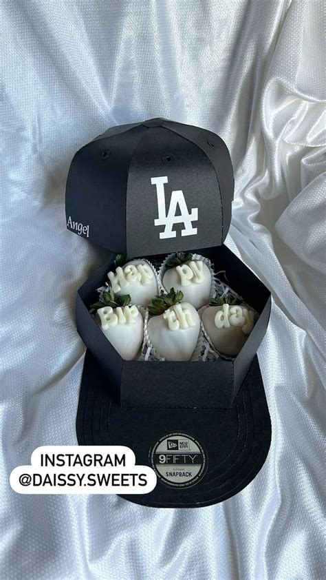 Dodgers Baseball Hat Box With Strawberries Anniversary Boyfriend Ts Boyfriend Anniversary