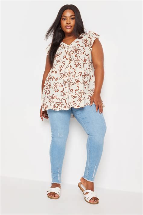 Yours Plus Size White Floral Print Tiered Linen Blouse Yours Clothing