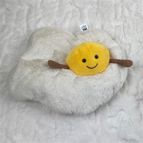 Jellycat Toys Jellycat Amuseable Fried Egg White Yellow Happy Face