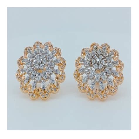 Real Diamonds Party Wear Rose Gold Diamond Ear Studs 7 90 Gm 14 Kt At