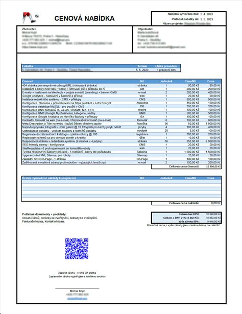 Excel Cenov Nab Dka Pdf S Gener Torem Qr Platby Pro Z Lohu Za K