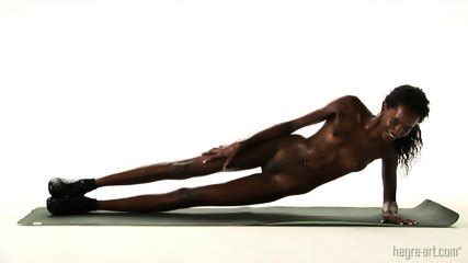 Fitness With Naked Ebony Babe
