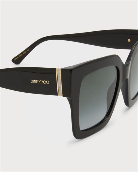 Jimmy Choo Edna Glitter Square Acetate Sunglasses Neiman Marcus