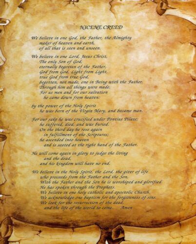 Nicene Creed Christian Catholic Print Amazing 8 X 10 Ready To Be