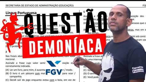 CONCURSO PCMG QUESTÕES POTUGUÊS BANCA FGV YouTube