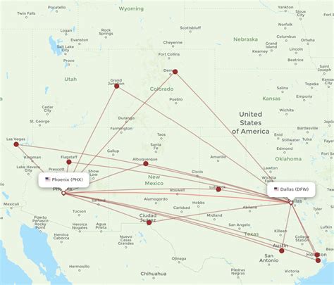 All Flight Routes From Dallas To Phoenix Dfw To Phx Flight Routes