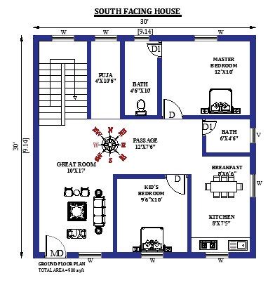 30x30 South Facing House Plans As Per Vastu House Designs And Plans