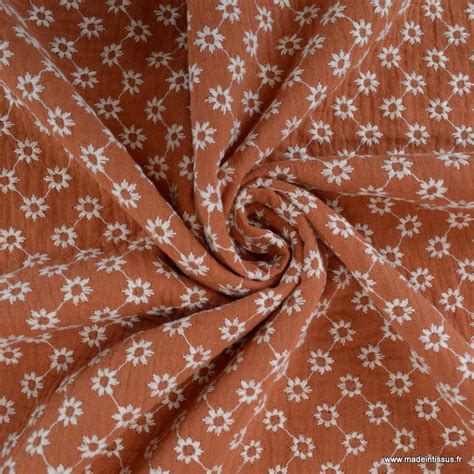 Tissu Double Gaze Brod E Linda Coloris Terracotta Oeko Tex