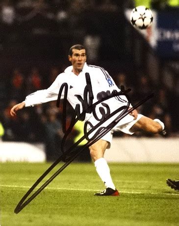 Original Autograf Av Zinedine Zidane Fransk Fotbollsspelare Och