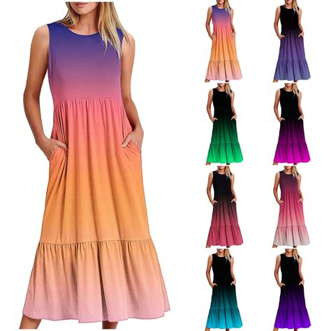 2024 Long Spaghetti Strap Maxi Dresses For Women Summer Sleeveless