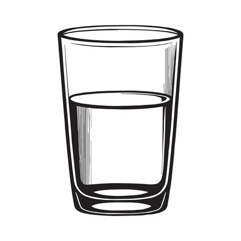 Glass With Water Black Outline Silhouette In Hand Drawing Sketch Style Vector 18975701 Vector